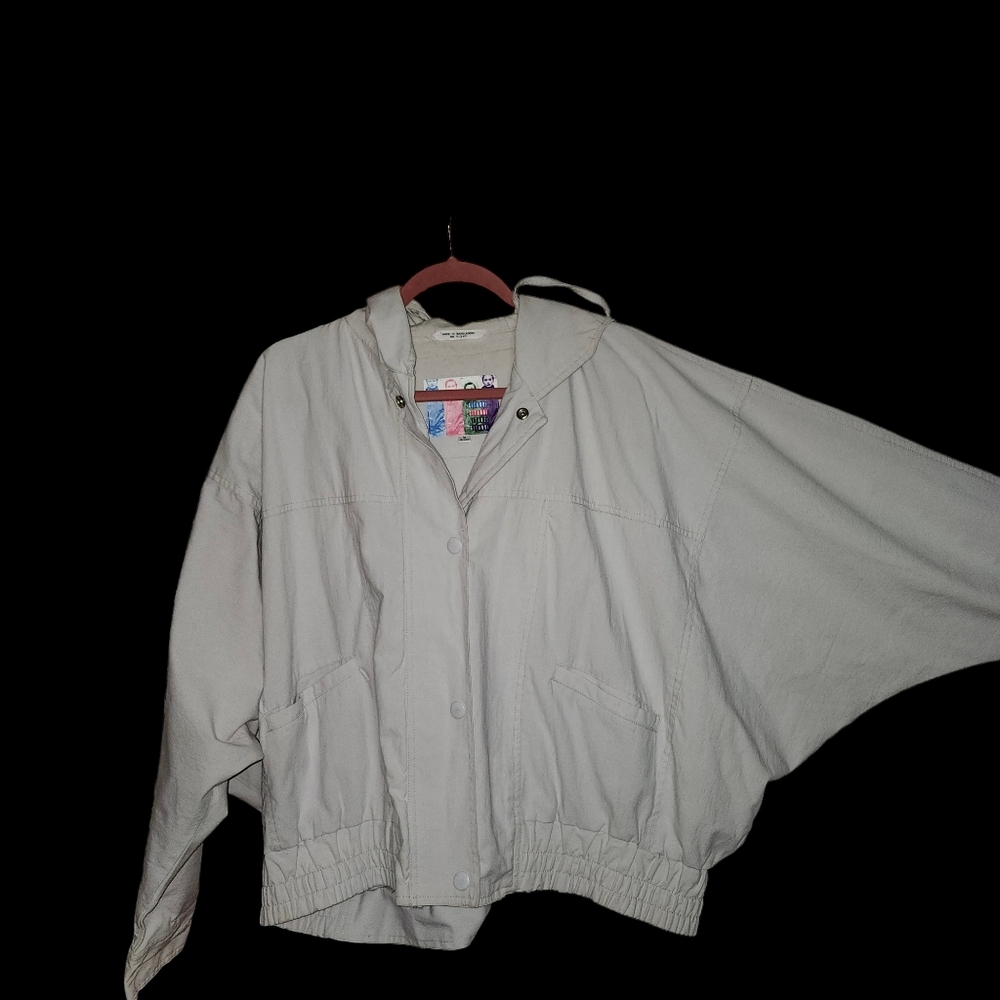Vintage 80s Gitano Lightweight Oversized Hidden Zip Spring Elastic Hem Jacket P
